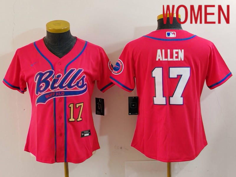 Women Buffalo Bills #17 Allen Red Joint Name 2024 Nike Limited NFL Jersey style 9121